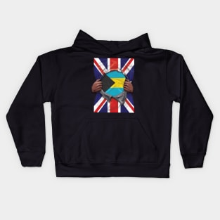 Bahamas Flag Great Britain Flag Ripped - Gift for Bahamian From Bahamas Kids Hoodie